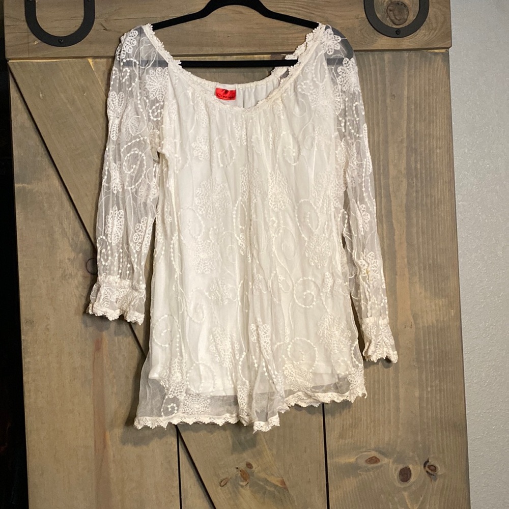 Exquisite ecru white lace blouse Christina!!